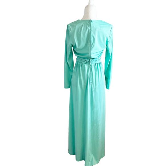 Vintage 1970's Fred Rothschild Maxi Dress Green - Picture 11 of 15